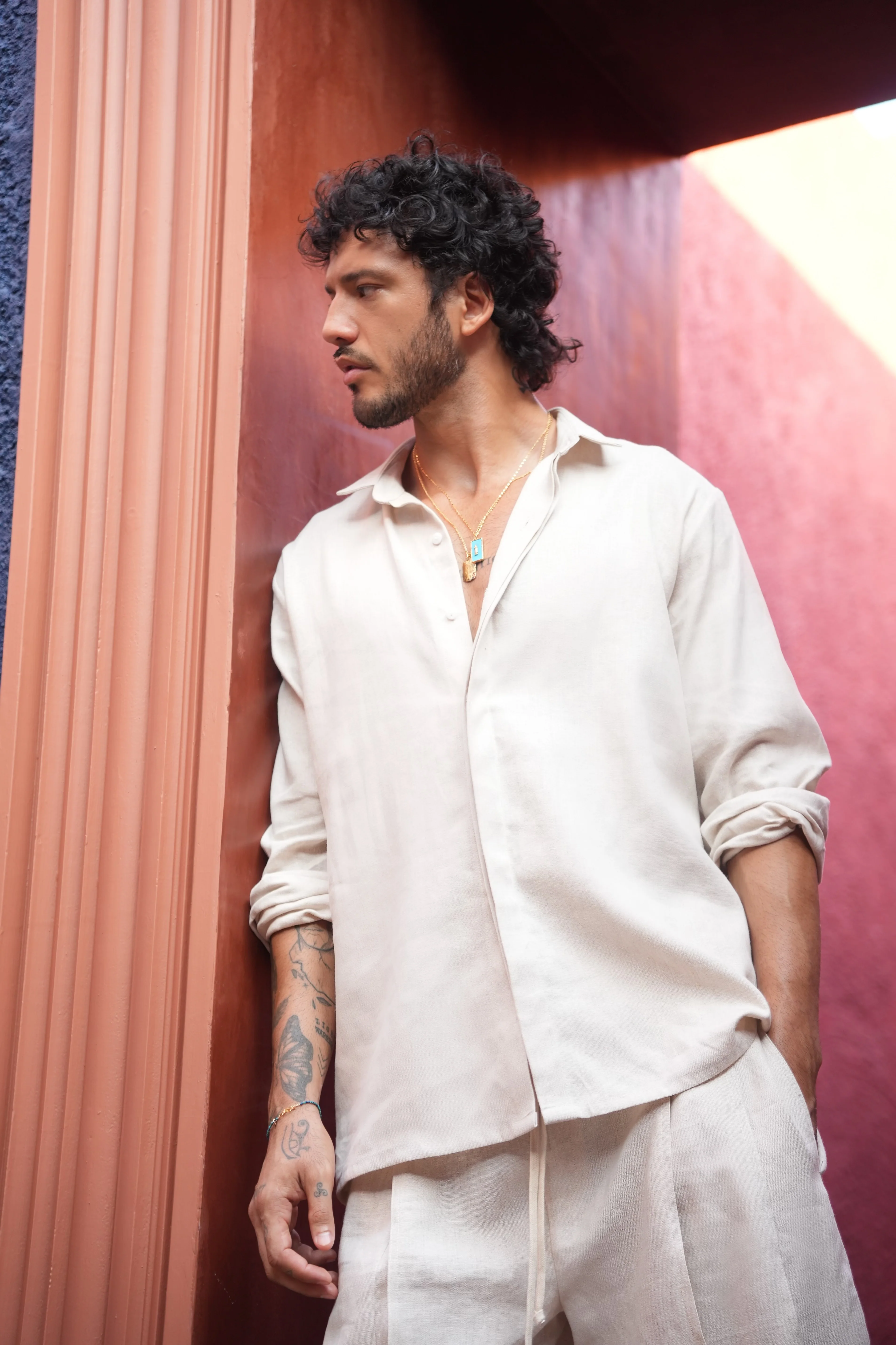 Aman Linen Shirt Beige