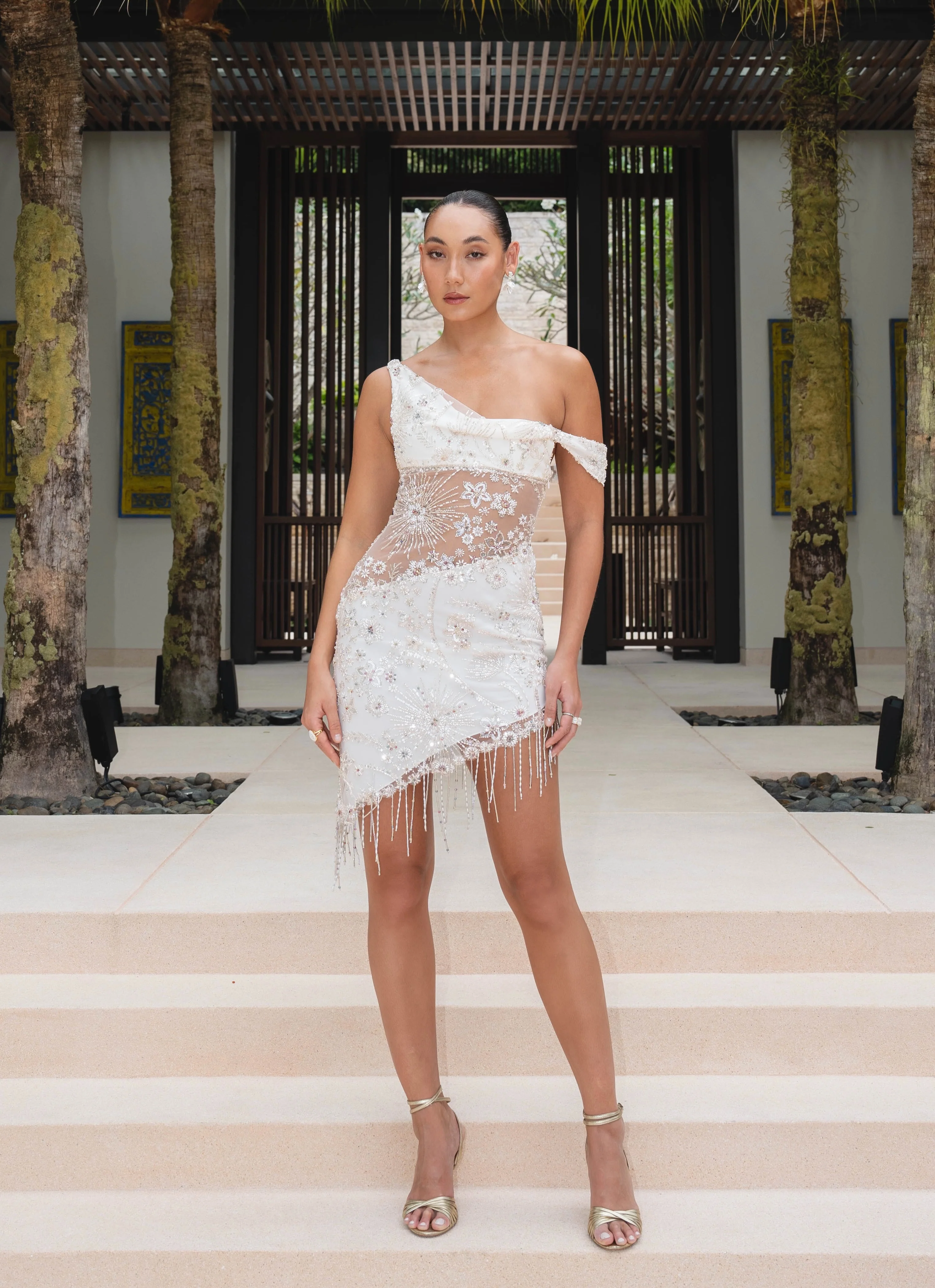 Amira Mini Dress White - Image 4
