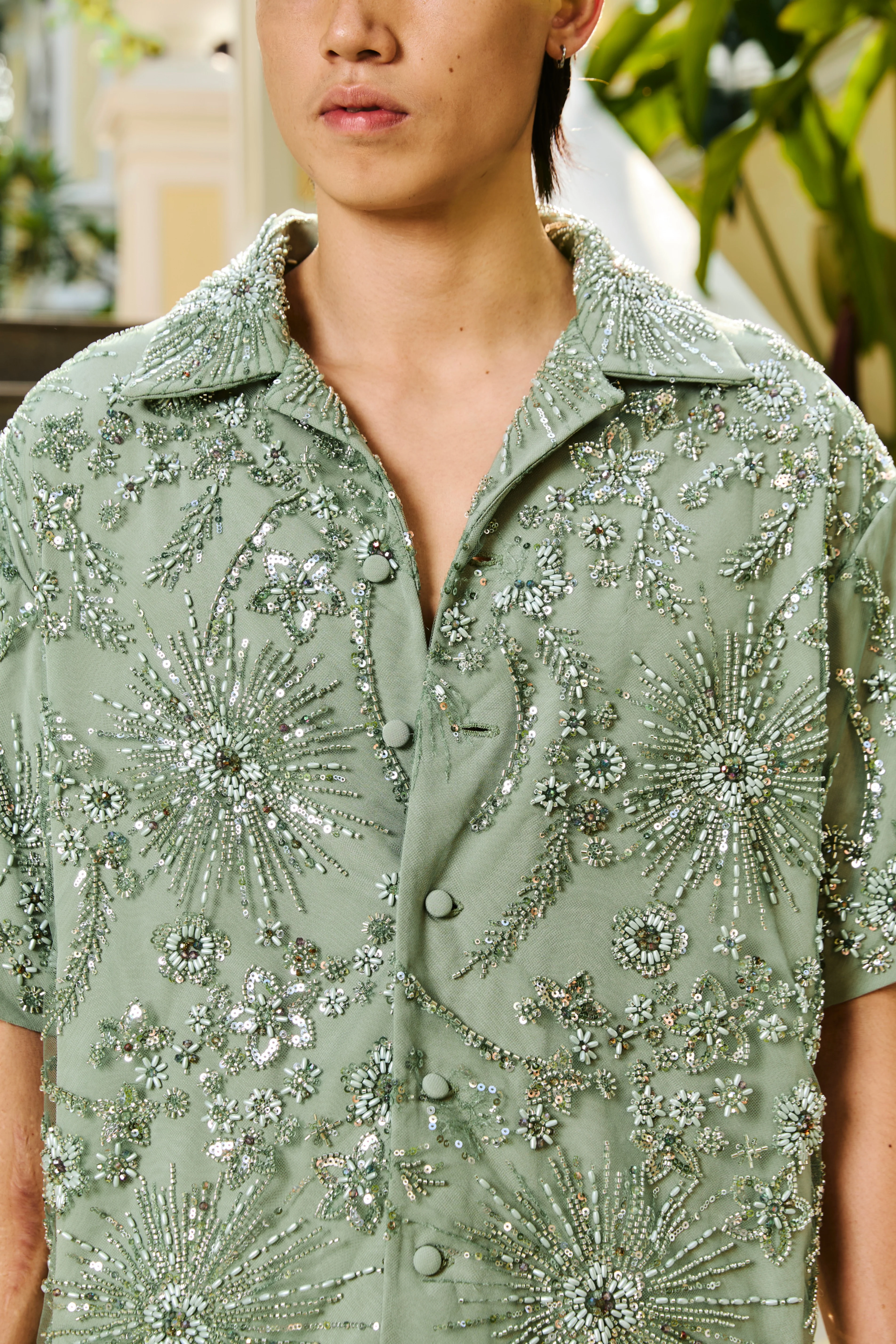 Anurak Embellished Shirt Sage Green - Image 3