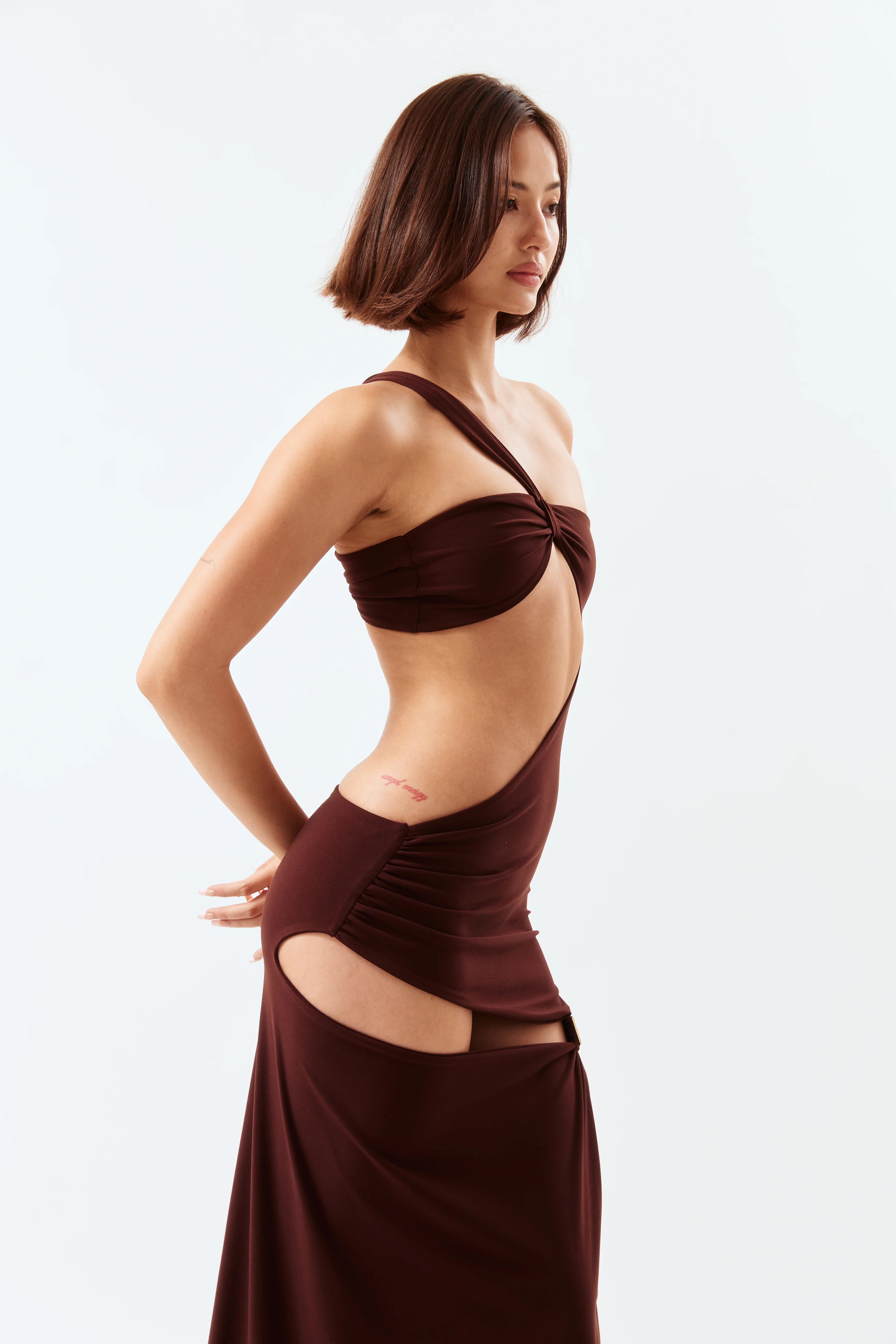 Asymmetric Cut-Out Maxi Dress - Cocoa - Image 6