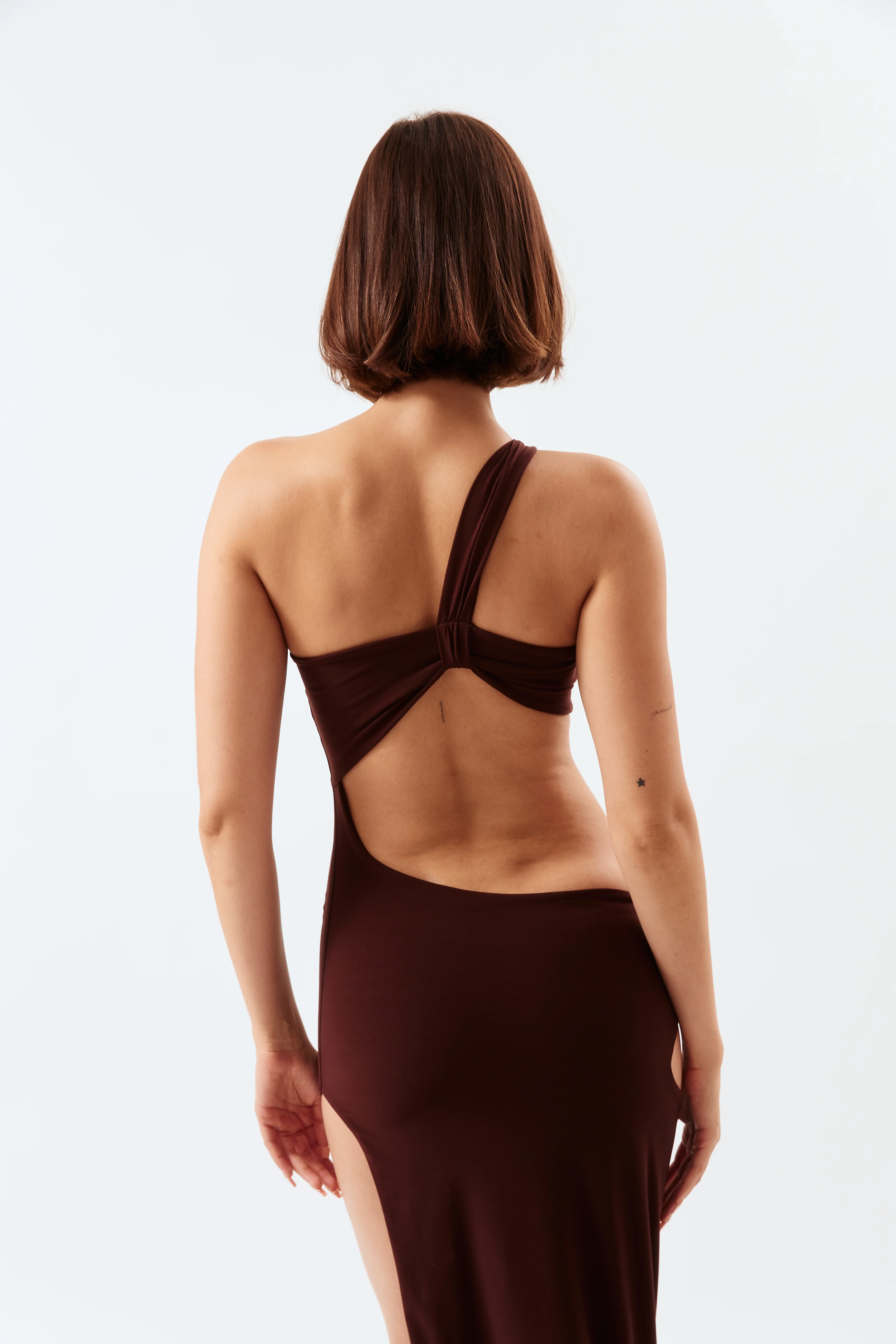 Asymmetric Cut-Out Maxi Dress - Cocoa - Image 7
