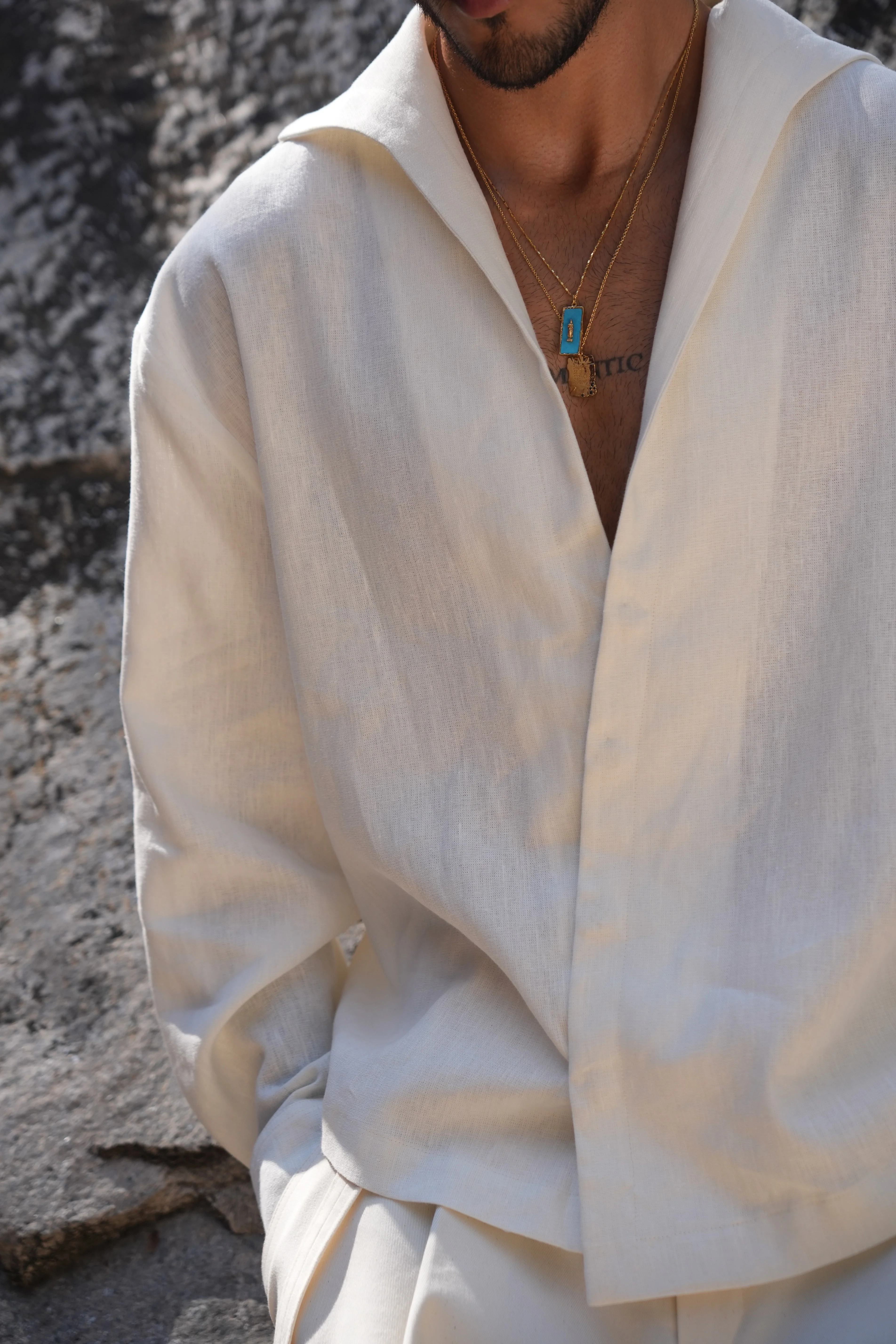Bodin Linen Shirt Ivory - Image 3
