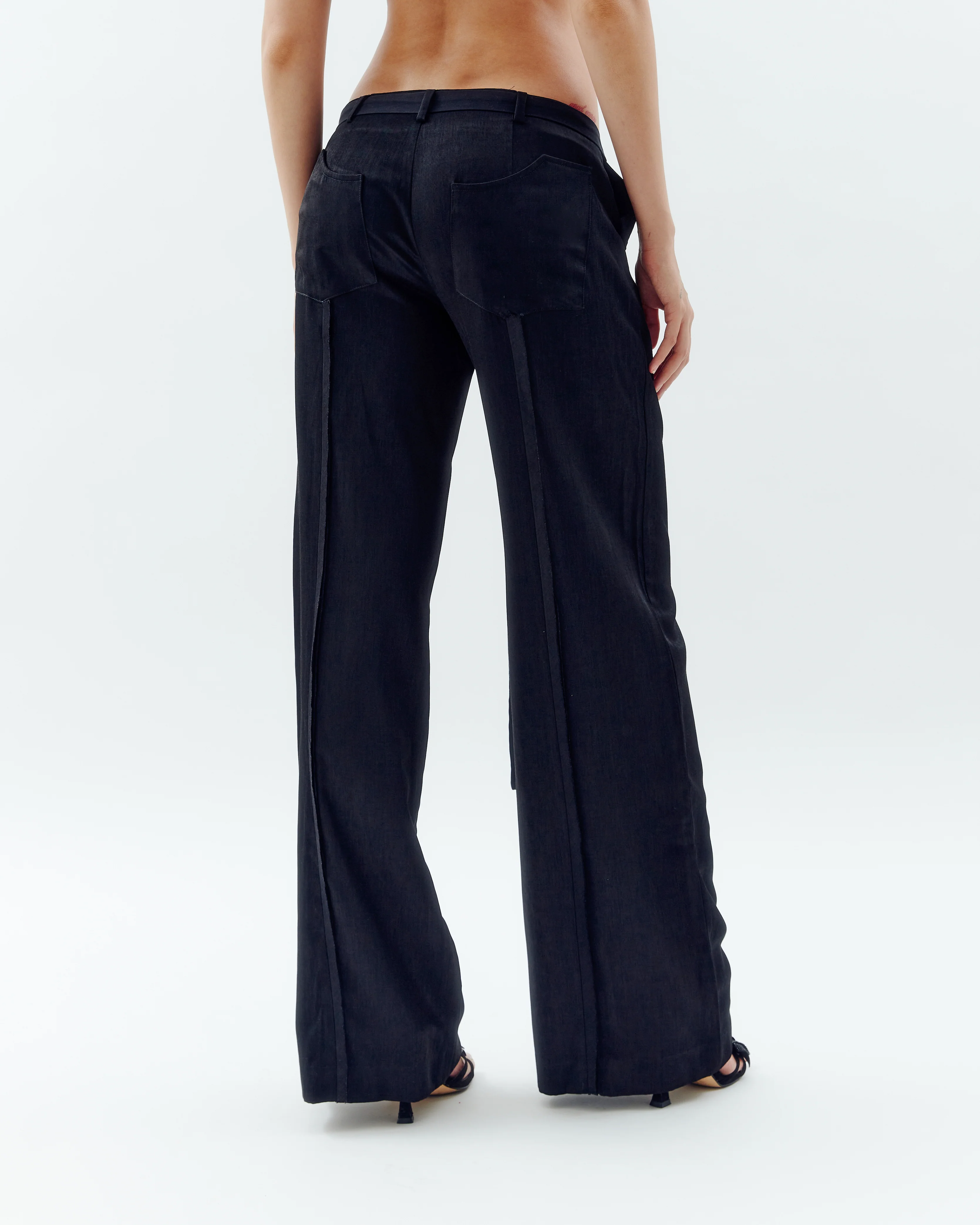Low-Rise Trousers - Black - Image 4