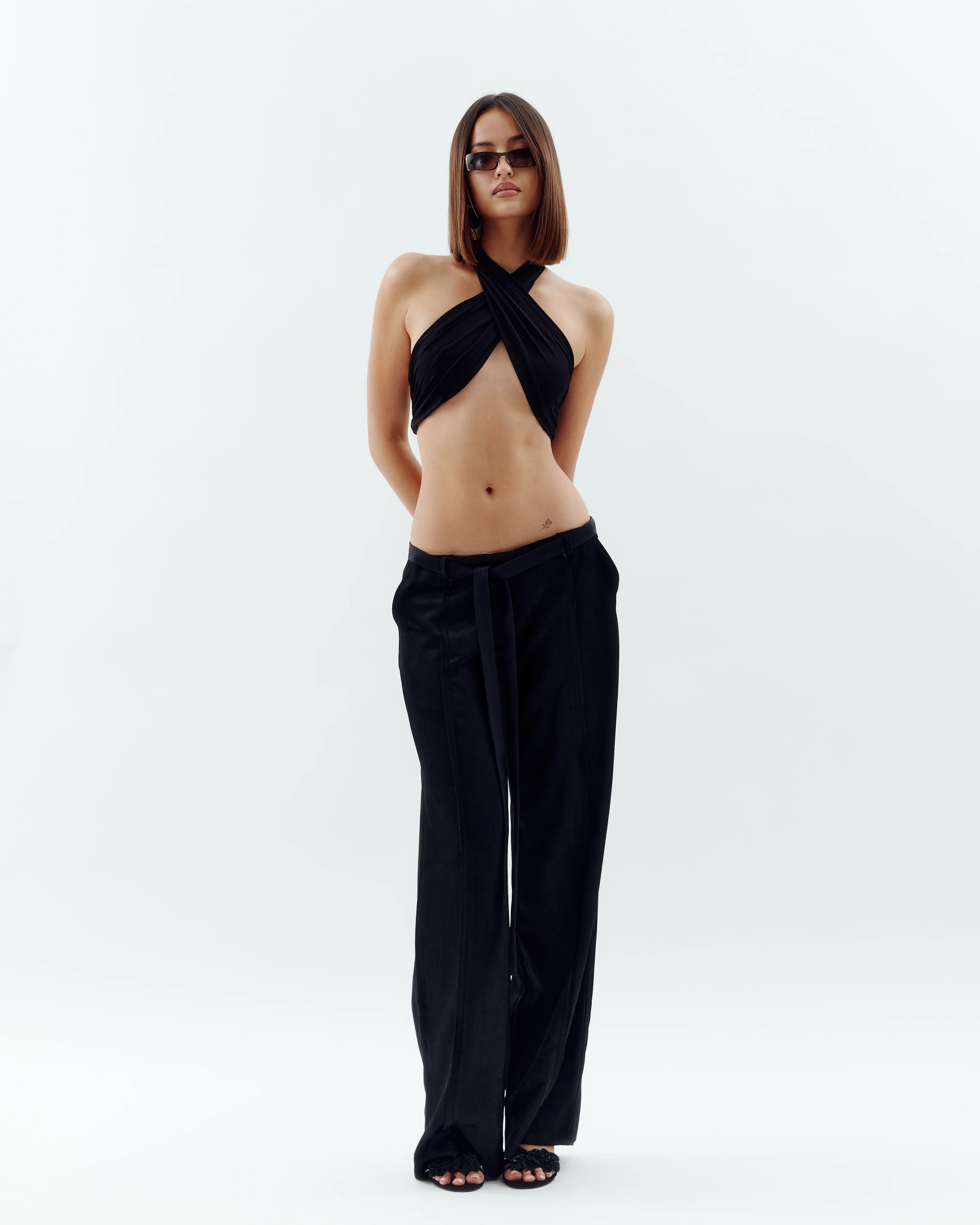 Low-Rise Trousers - Black - Image 5