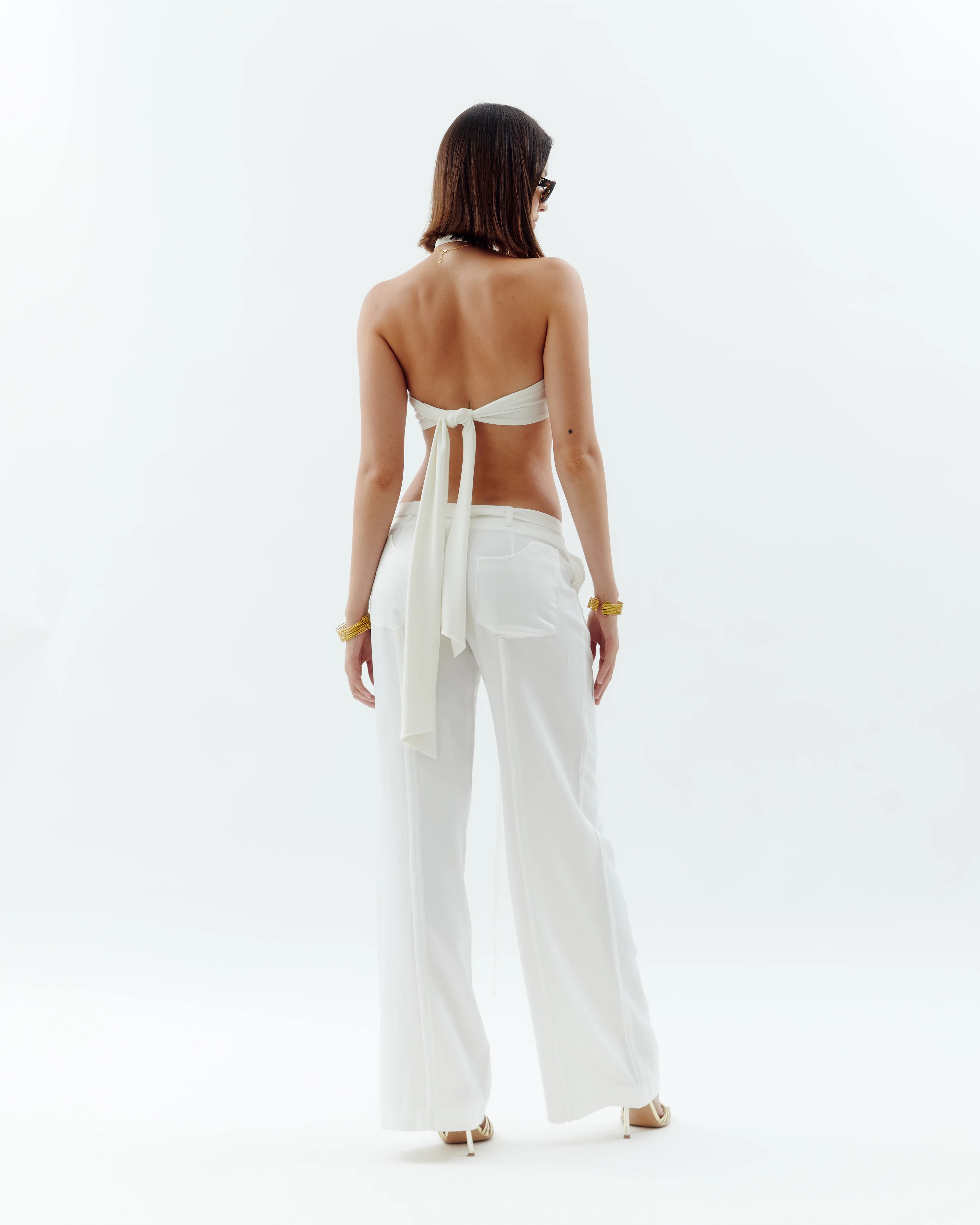 Low-Rise Trousers - White - Image 6