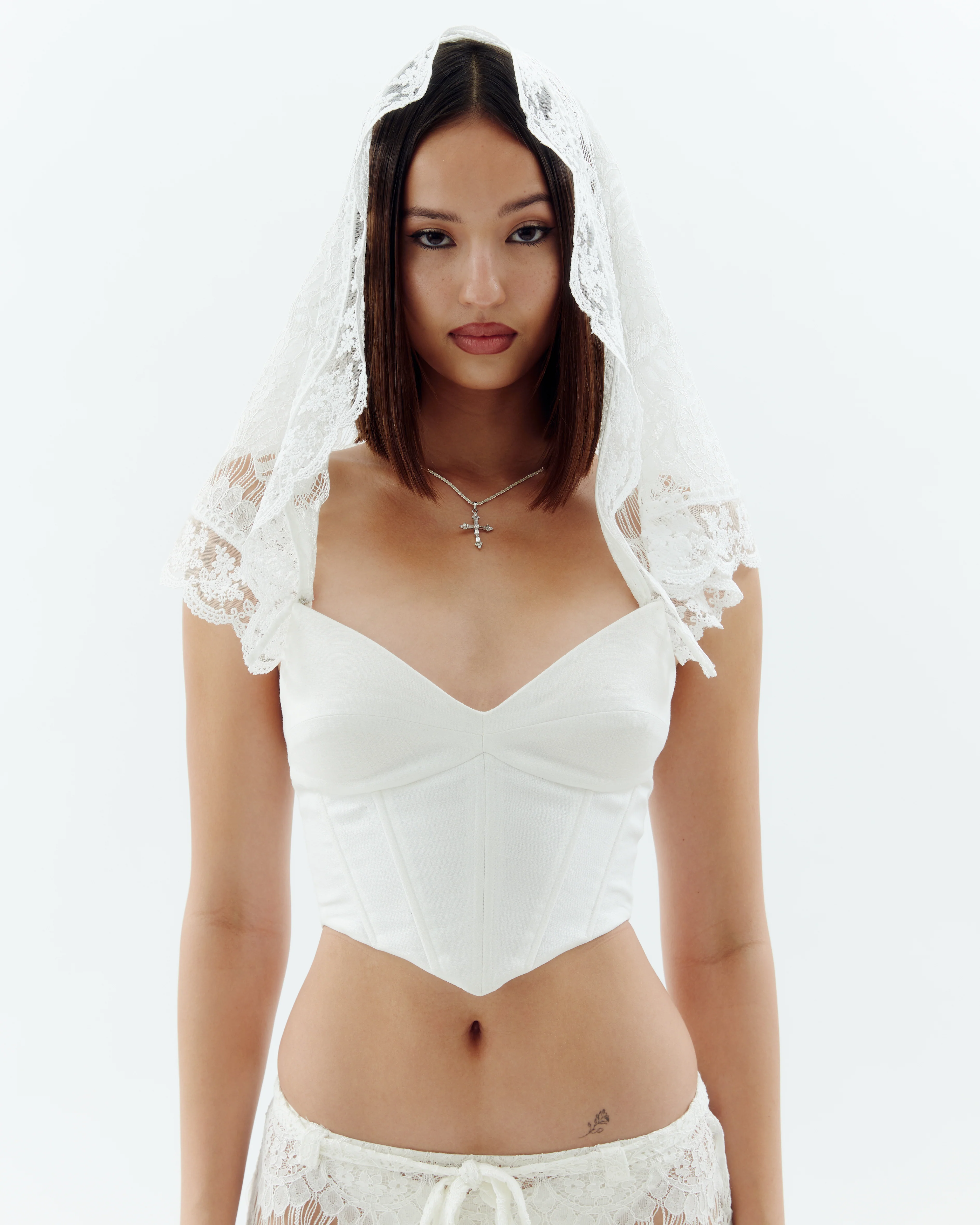 Maiden Corset + Laced Hood - White - Image 9