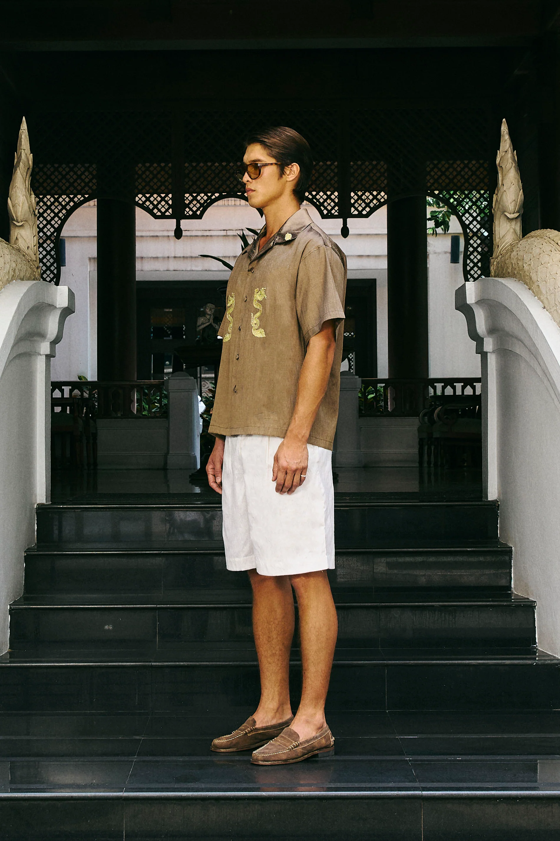 Mangkorn Thong Silk Shirt Khaki - Image 5