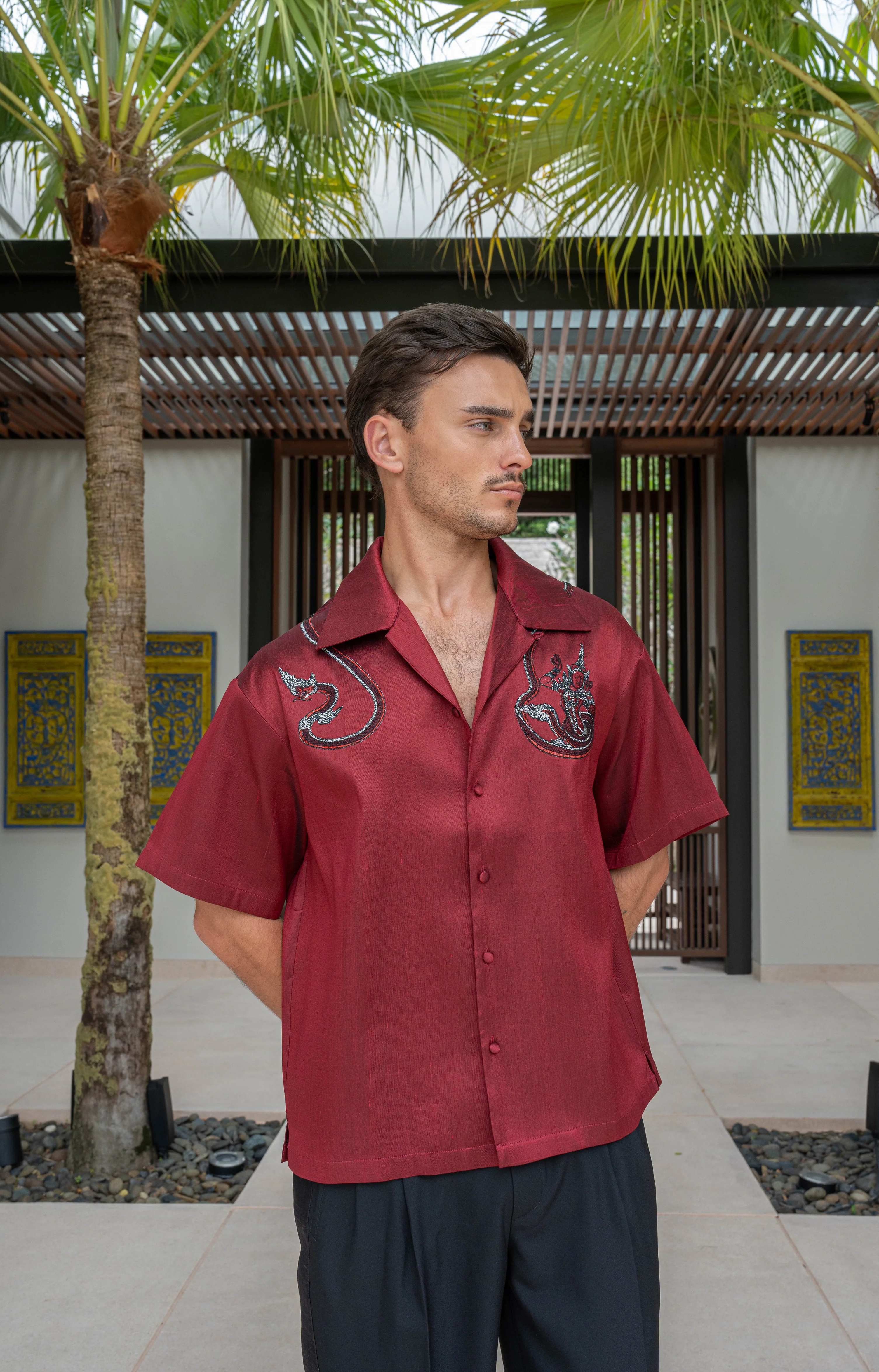 Naka Silk Shirt Red - Image 3