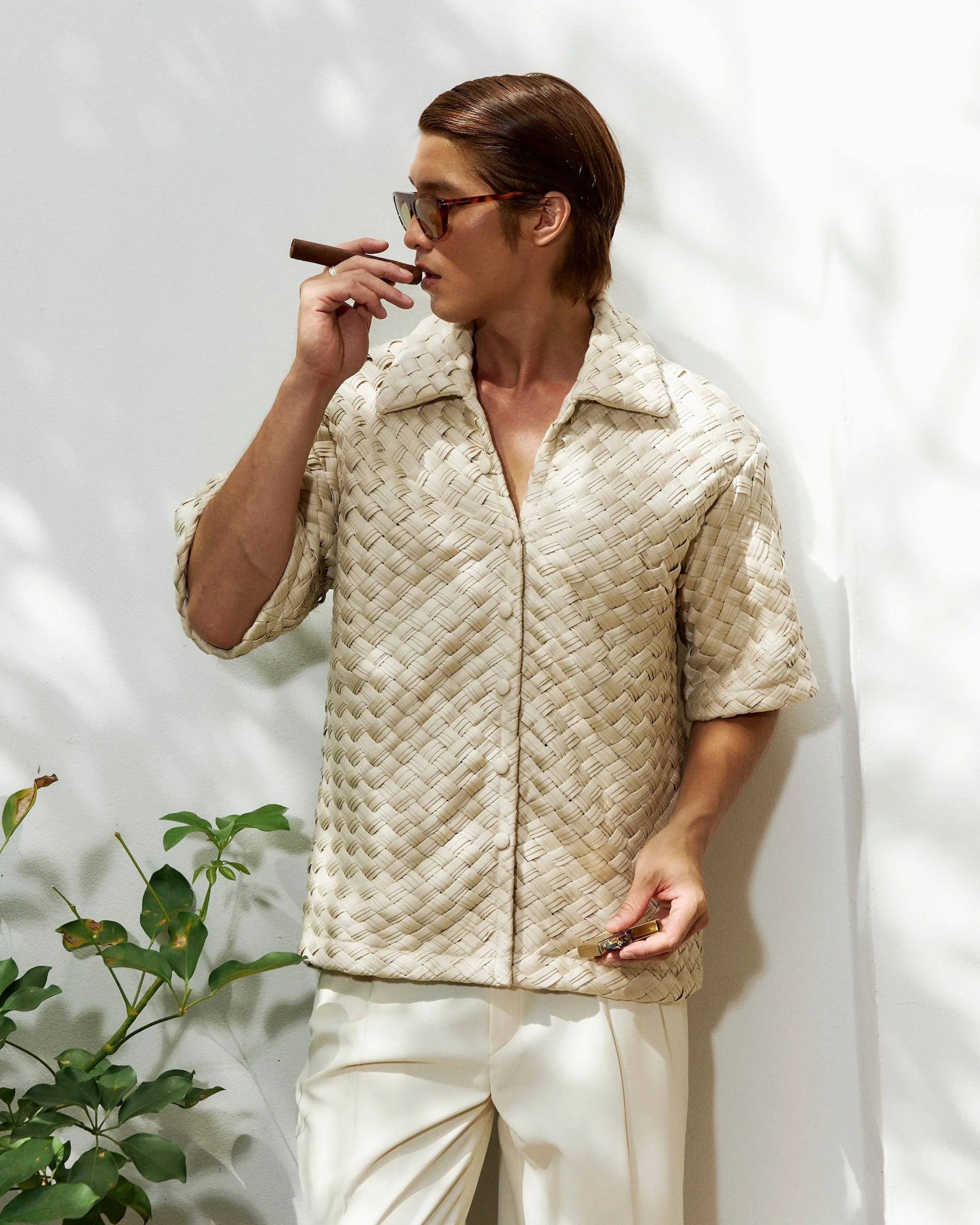 Nawa Weaved Shirt Ecru - Image 3