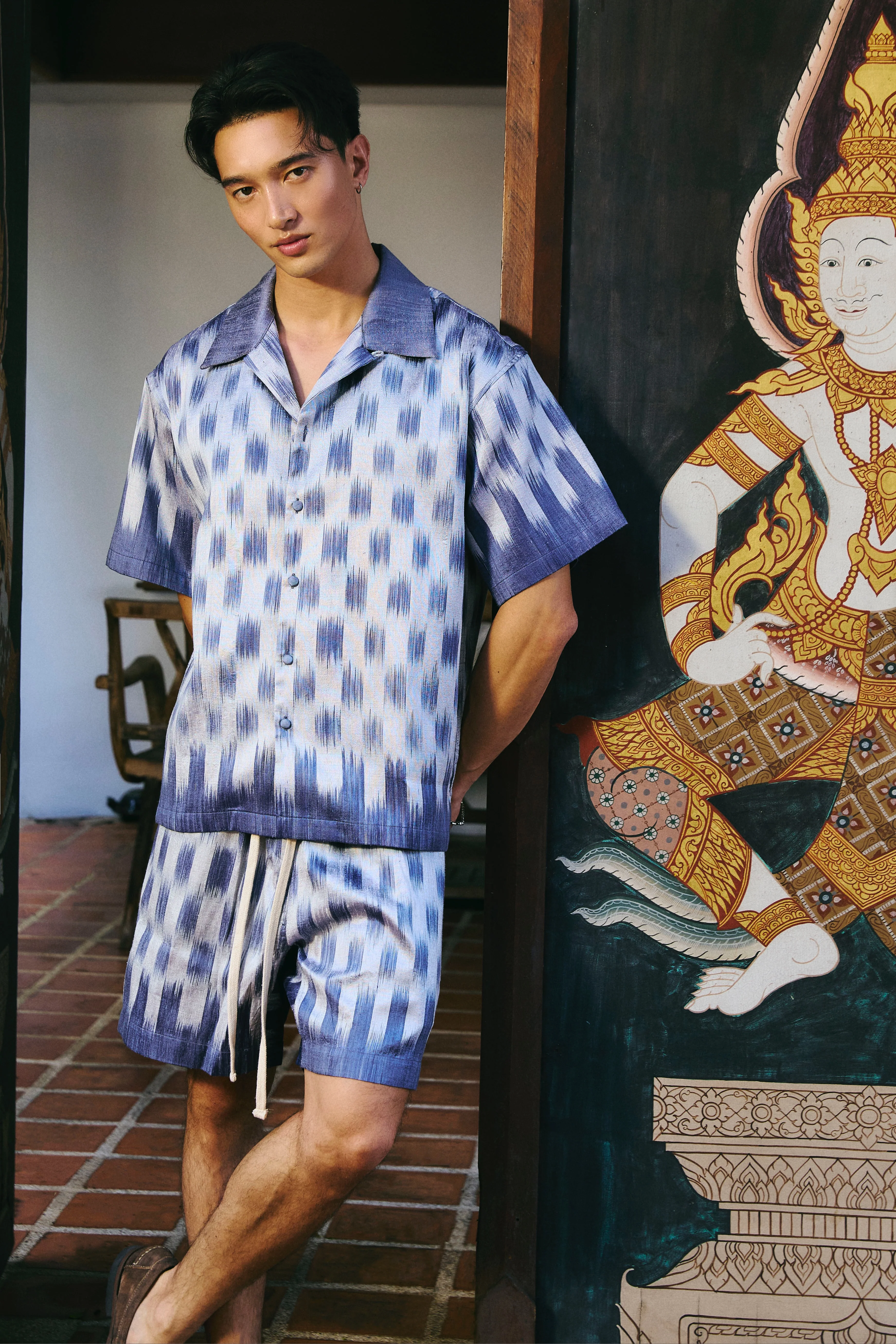 Ngoen Silk Shirt Azure - Image 4