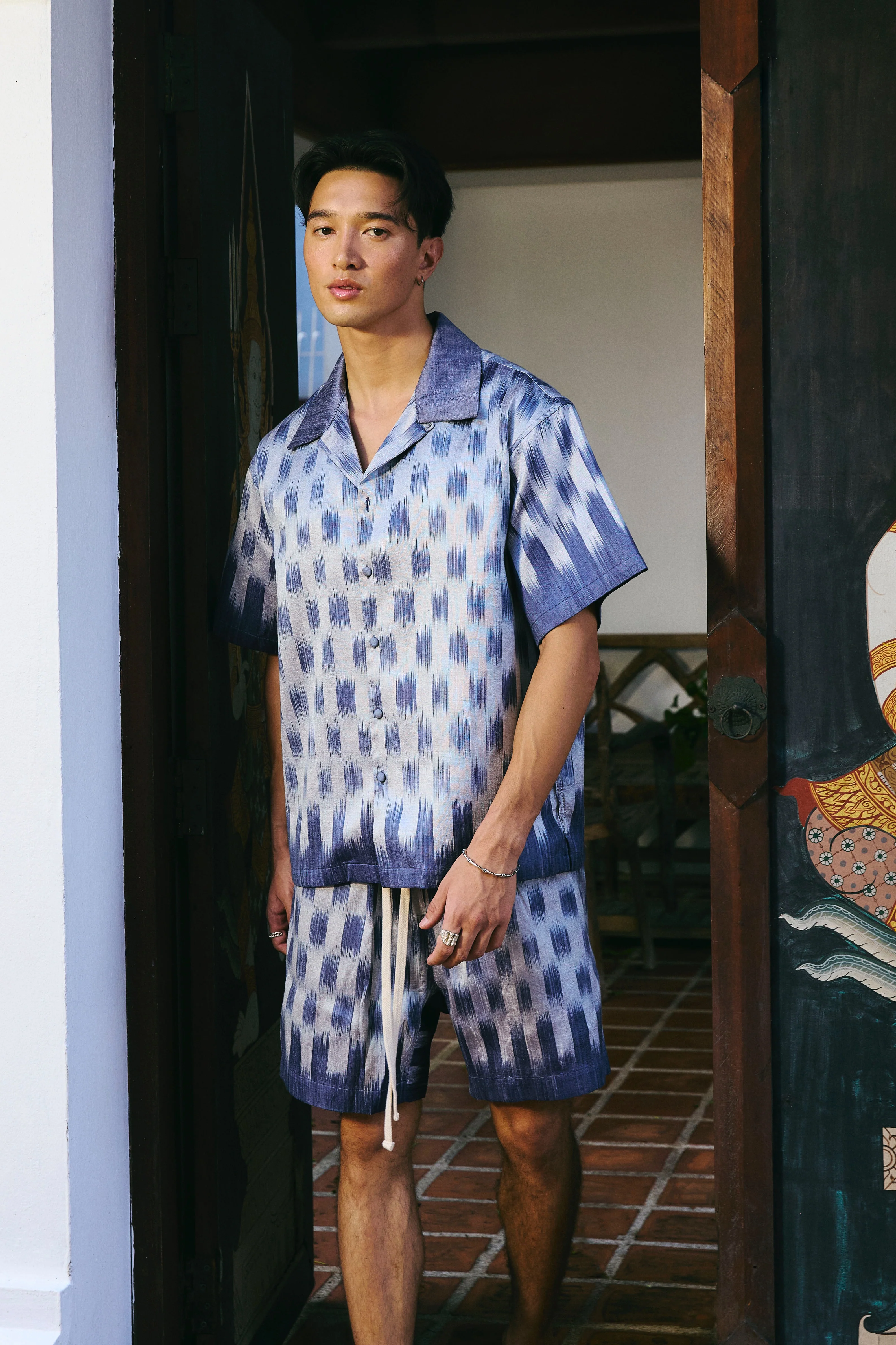 Ngoen Silk Shorts Azure - Image 6
