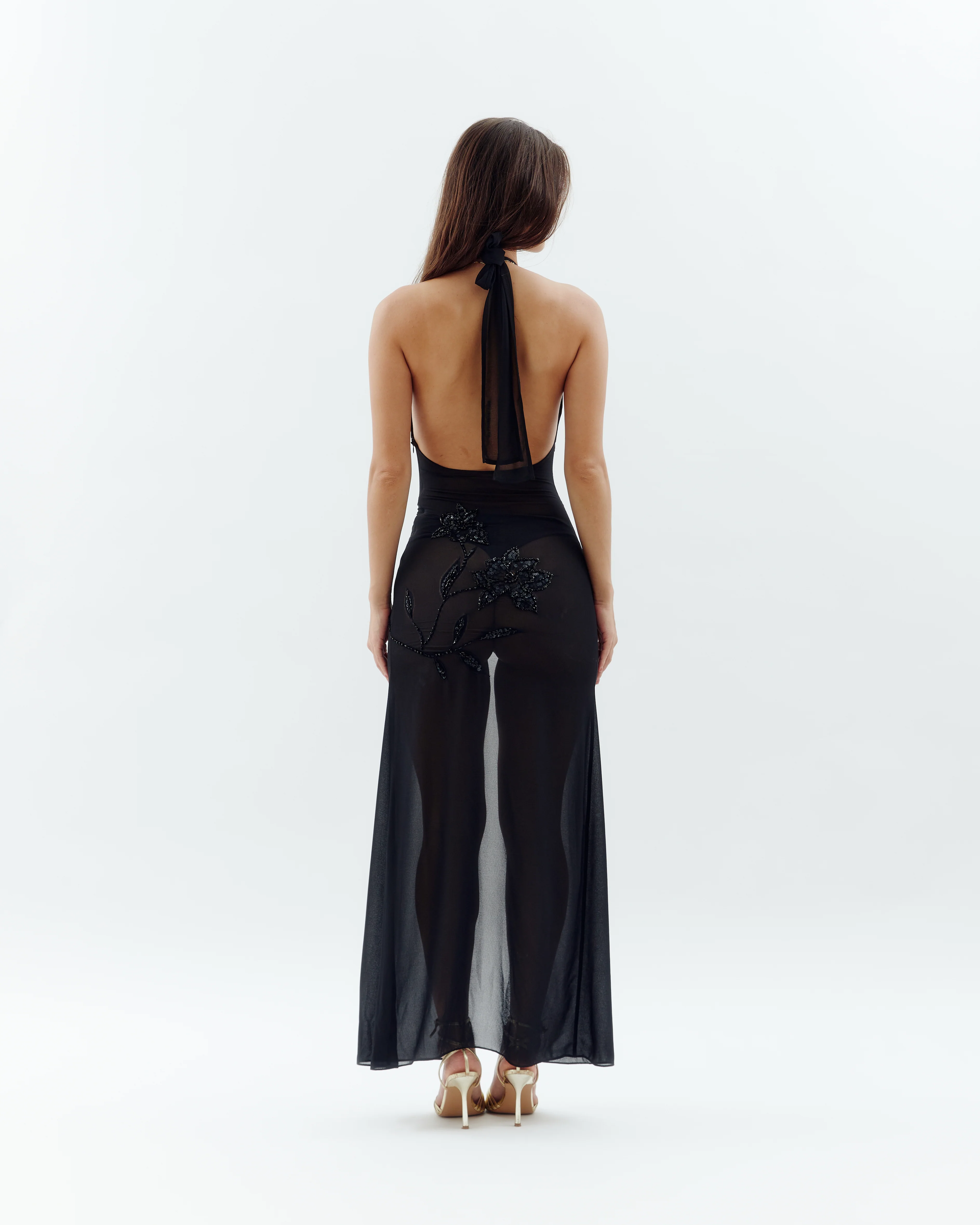 Orchid Embroidered Dress - Black - Image 3