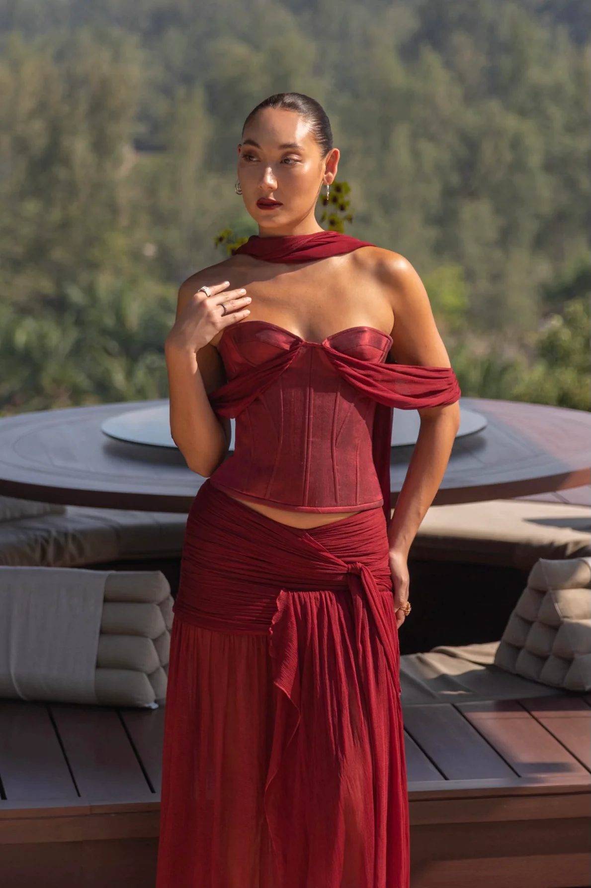Saneha Silk Corset Red - Image 3