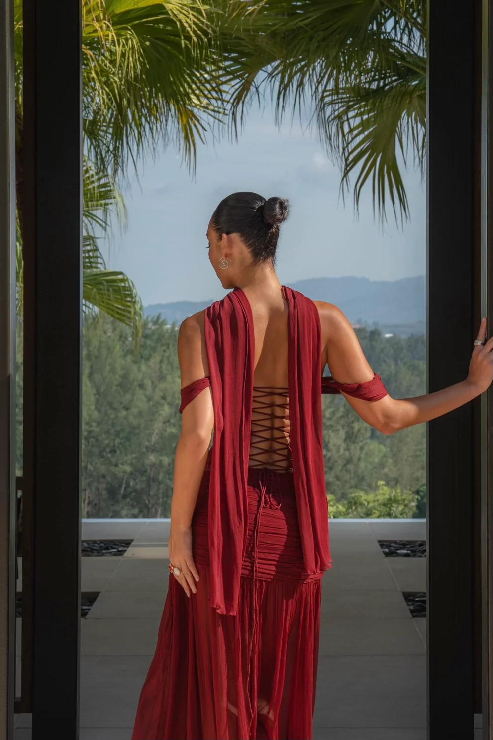 Saneha Silk Corset Red - Image 5