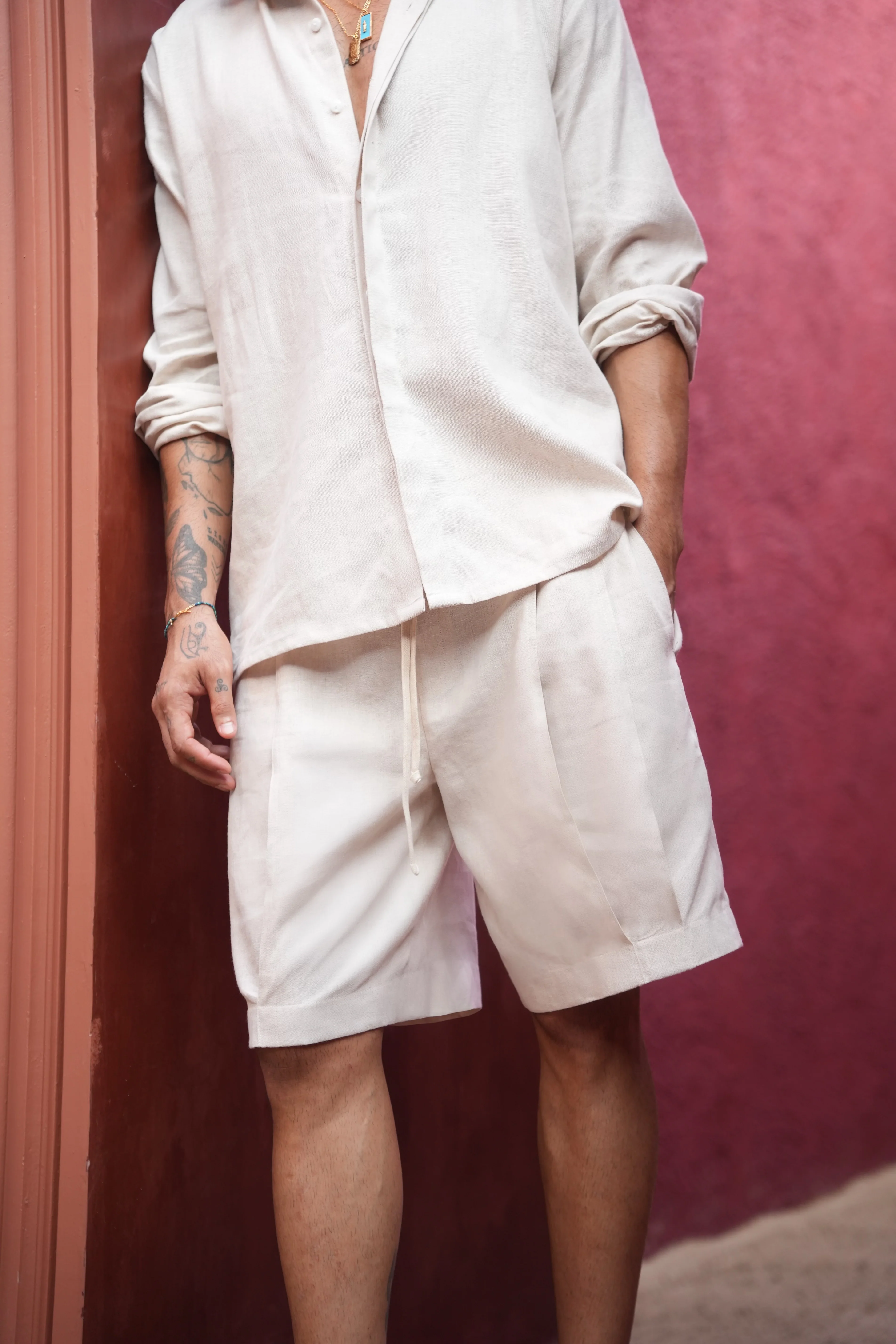 Surin Linen Shorts Beige - Image 2
