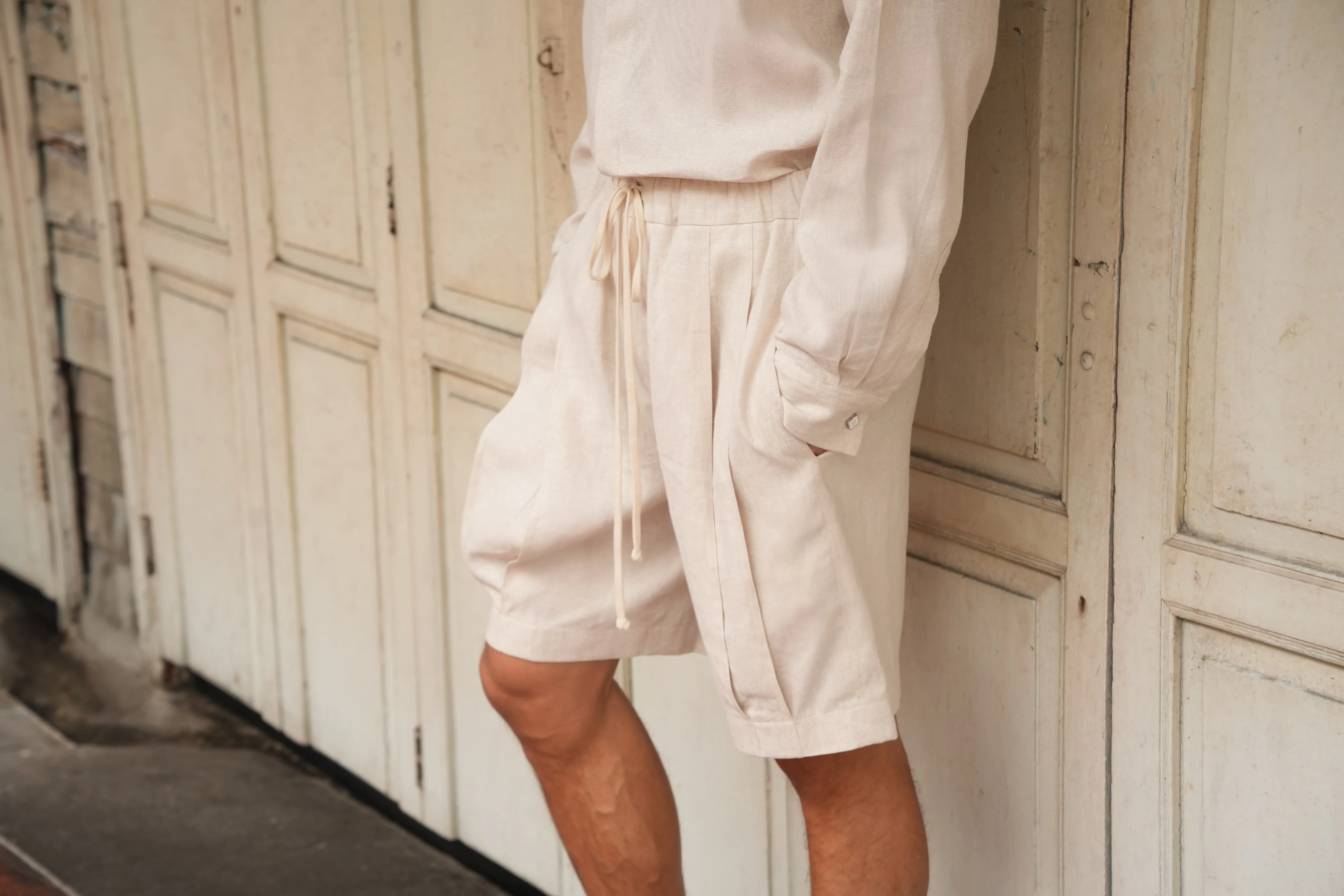 Surin Linen Shorts Beige - Image 7