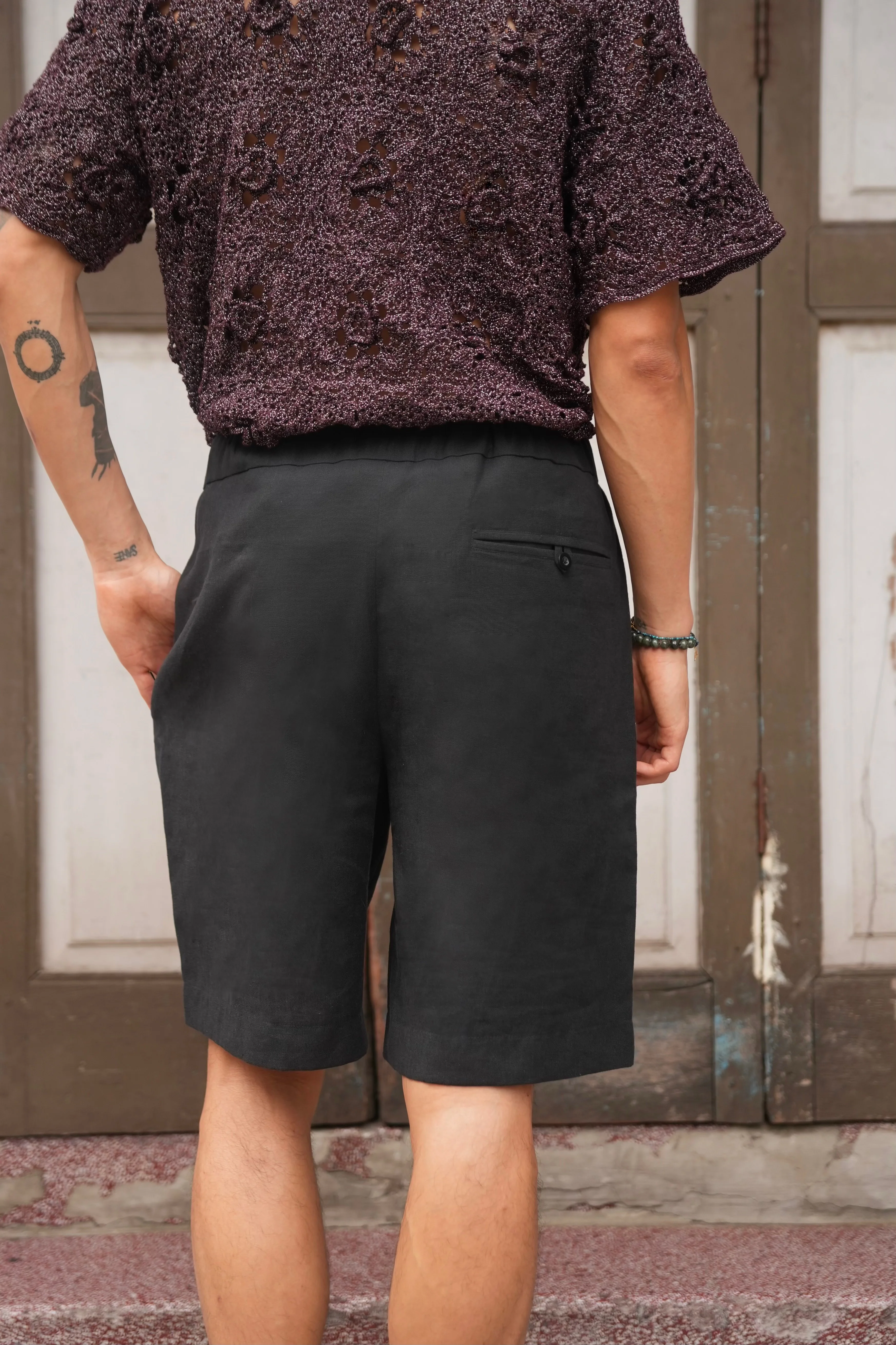Surin Linen Shorts Black - Image 5