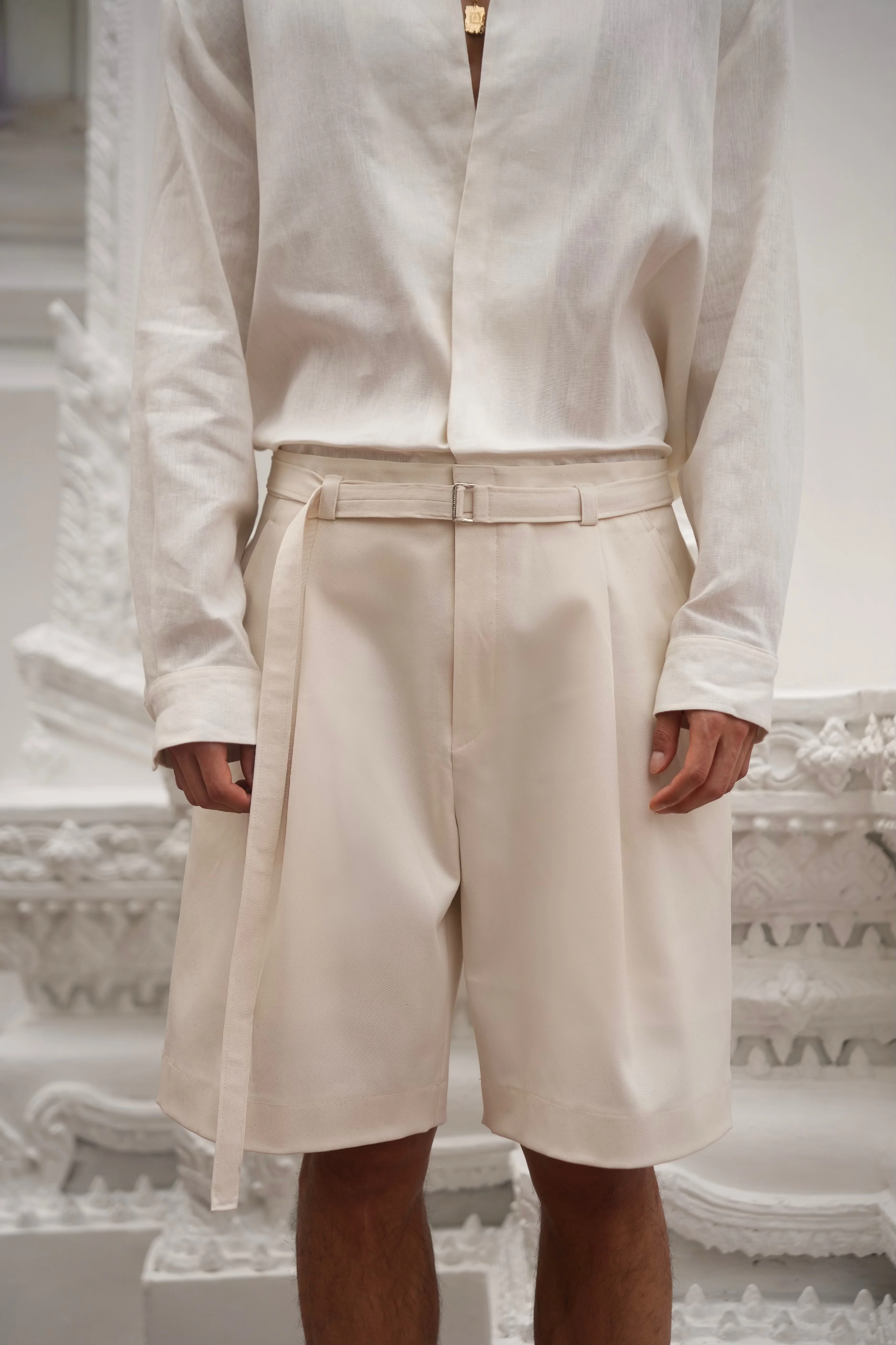 Thanin Belted Shorts Ecru - Image 2