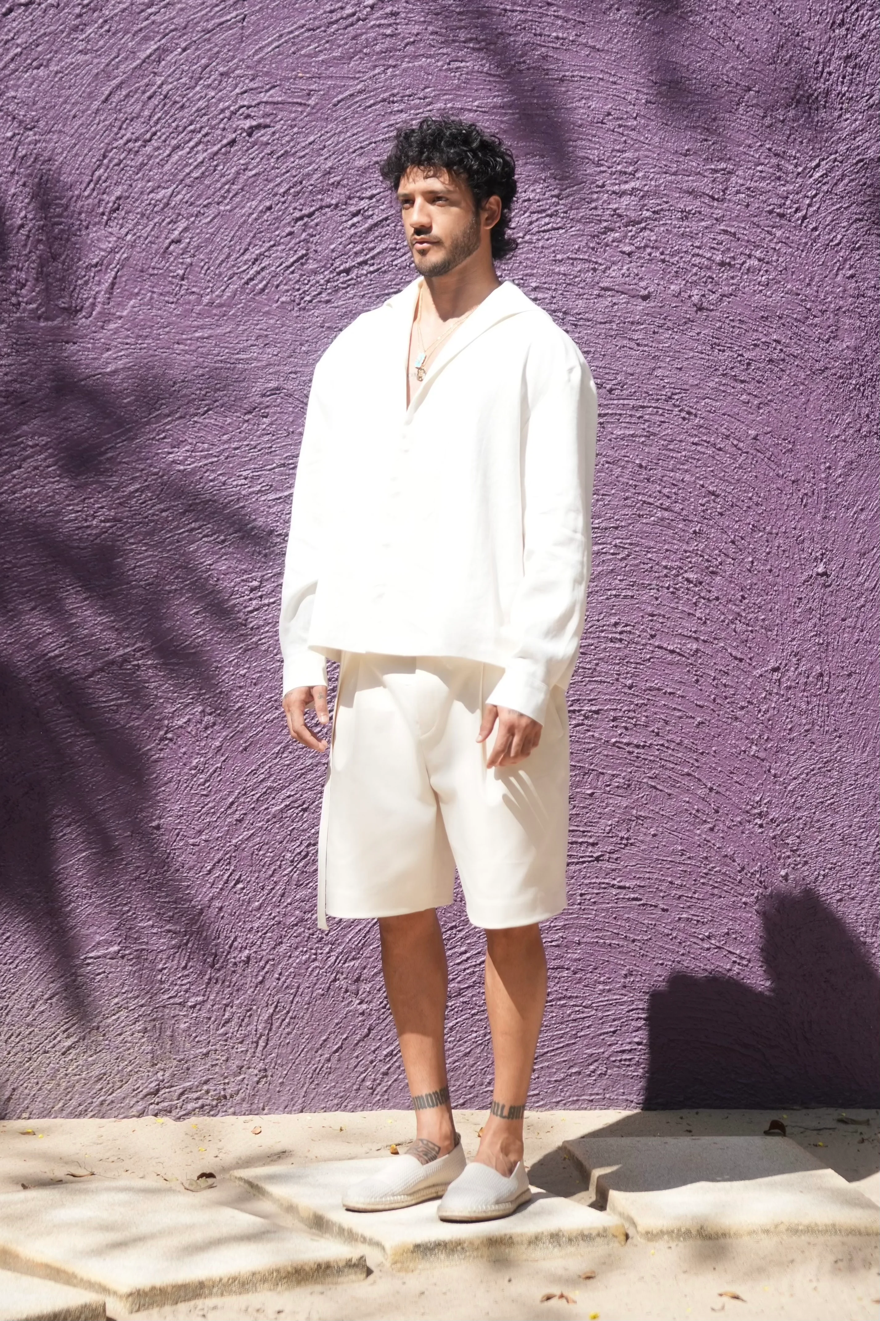 Thanin Belted Shorts Ecru - Image 3