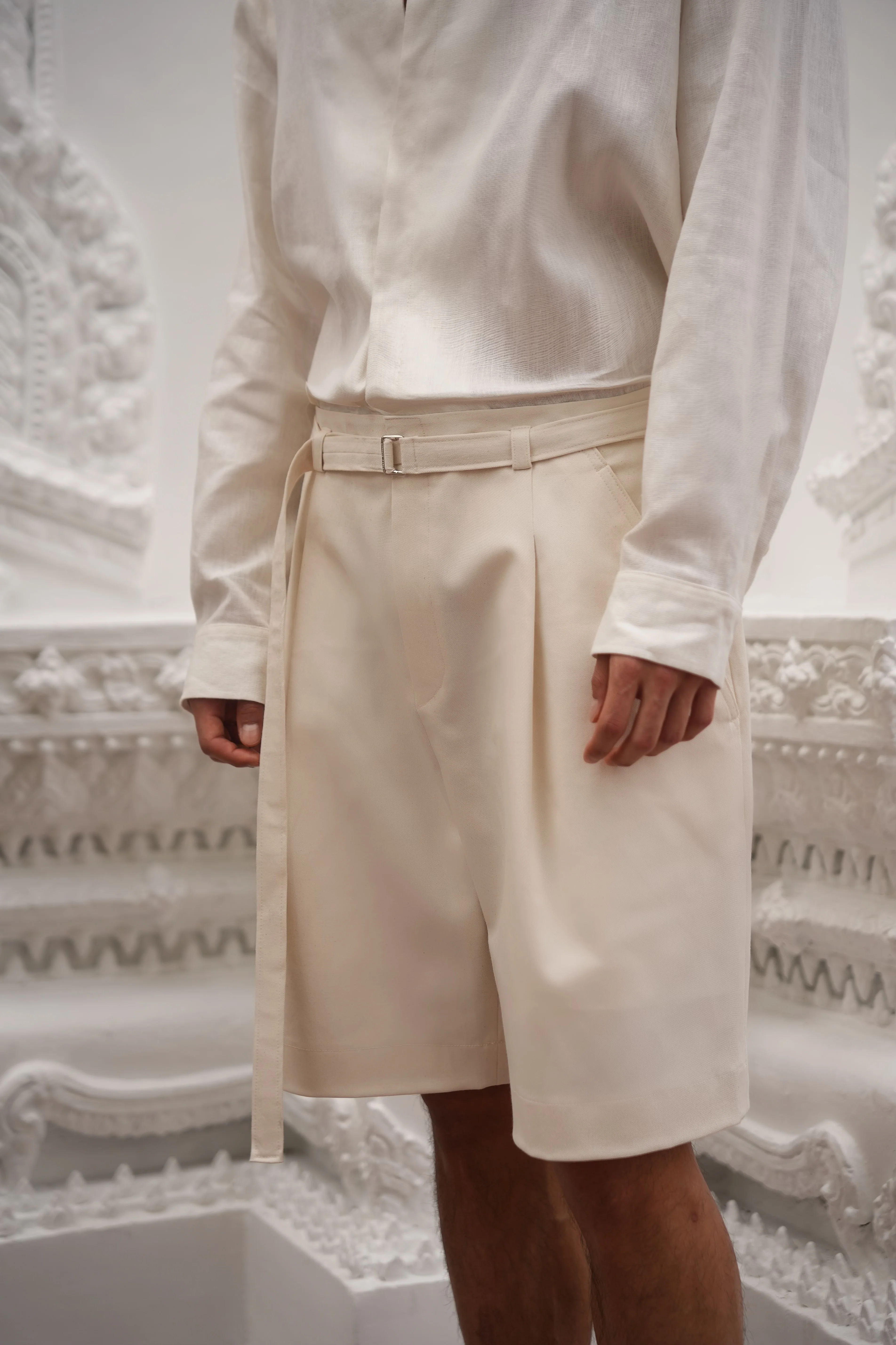 Thanin Belted Shorts Ecru - Image 4